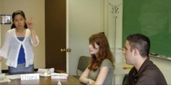 Students and teacher in classroom