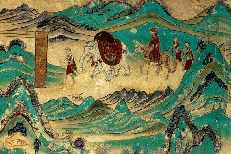 Monk Xuanzang crossing the Pamirs on his return trip from India. 