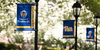 Pitt banners on lamposts